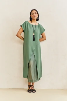 Костюм с юбкой 2104 зеленый мох FLAIM