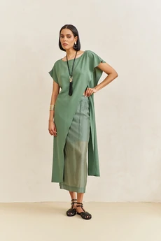 Костюм с юбкой 2104 зеленый мох FLAIM