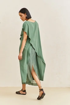 Костюм с юбкой 2104 зеленый мох FLAIM