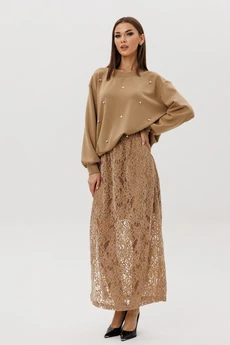 Костюм с юбкой 5324 песочный FantaziaMod