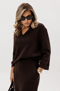 Костюм с юбкой 5326 шоколад FantaziaMod