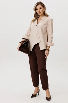 Костюм брючный 5331 бежевый+коричневый FantaziaMod