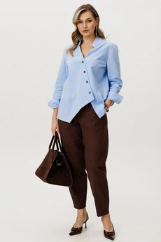 Костюм брючный 5431 голубой+коричневый FantaziaMod