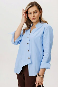 Костюм брючный 5431 голубой+коричневый FantaziaMod