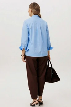 Костюм брючный 5431 голубой+коричневый FantaziaMod