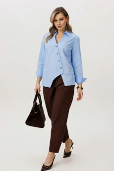 Костюм брючный 5431 голубой+коричневый FantaziaMod