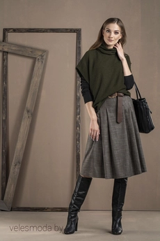 Костюм с юбкой 3031-1 хаки Deesses