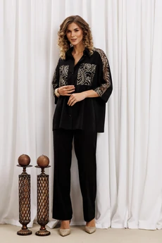 Блузка 15401 черный + золото GIZART