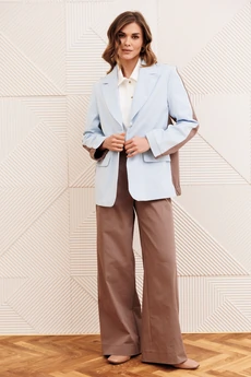 Костюм брючный 5368 голубой + капучино GIZART