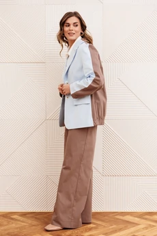 Костюм брючный 5368 голубой + капучино GIZART