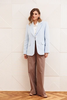 Костюм брючный 5377 голубой + капучино GIZART