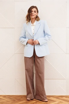 Костюм брючный 5377 голубой + капучино GIZART