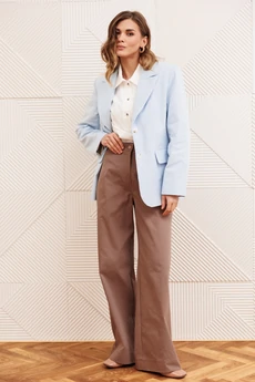 Костюм брючный 5377 голубой + капучино GIZART