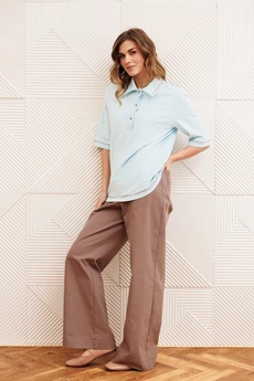 Костюм брючный 5383 голубой + капучино GIZART