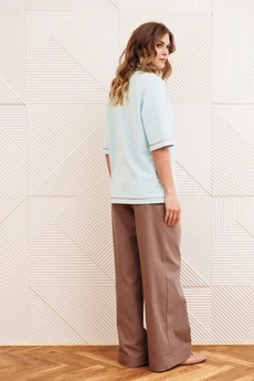 Костюм брючный 5383 голубой + капучино GIZART