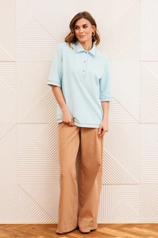 Костюм брючный 5383 голубой + мокко мусс GIZART