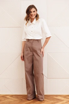 Костюм брючный 5383 молочный + капучино GIZART