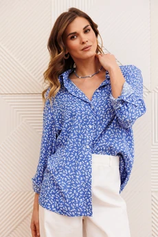 Костюм брючный 5391-1 голубой + молочный GIZART