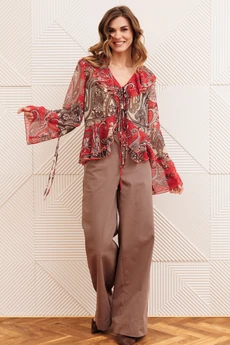 Костюм брючный 5403 красно-коричневый + капучино GIZART