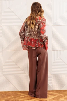 Костюм брючный 5403 красно-коричневый + капучино GIZART