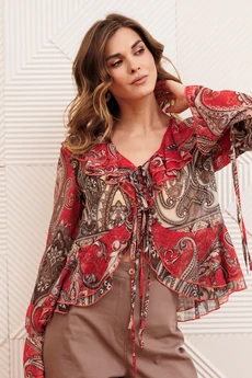 Костюм брючный 5403 красно-коричневый + капучино GIZART