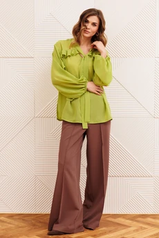 Костюм брючный 5410 салатовый + капучино GIZART