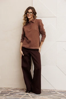 Костюм брючный 5415 мокко мусс + шоколадный джинс GIZART