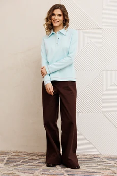 Костюм брючный 5415 голубой + шоколадный джинс GIZART