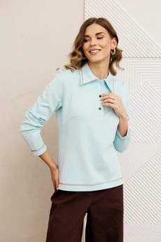 Костюм брючный 5415 голубой + шоколадный джинс GIZART