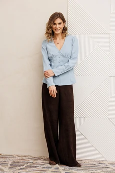 Костюм брючный 5421 шоколадно-голубой GIZART