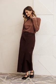 Костюм с юбкой 5425 мокко мусс + шоколадный джинс GIZART