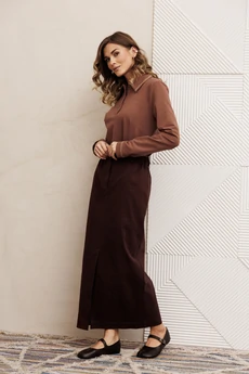Костюм с юбкой 5425 мокко мусс + шоколадный джинс GIZART