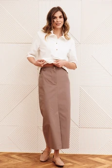 Костюм с юбкой 5425 молочный + капучино GIZART
