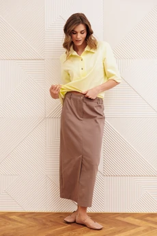 Костюм с юбкой 5425 сливочное масло + капучино GIZART