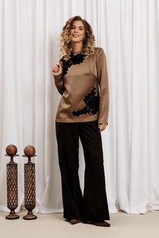 Костюм брючный 5434 капучино + шоколадный GIZART