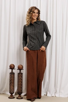 Костюм брючный 5436 серый + коричневый GIZART