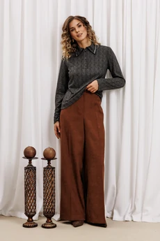 Костюм брючный 5436 серый + коричневый GIZART