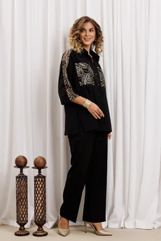 Костюм брючный 5440 черный + золото GIZART