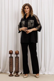 Костюм брючный 5440 черный + золото GIZART