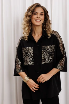 Костюм брючный 5440 черный + золото GIZART