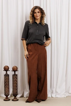 Костюм брючный 5441 серый + коричневый GIZART