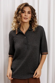 Костюм брючный 5441 серый + коричневый GIZART