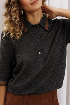 Костюм брючный 5441 серый + коричневый GIZART