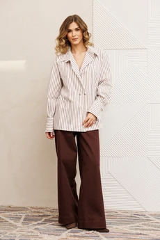 Костюм брючный 5443 бело-коричневый + шоколад джинс GIZART