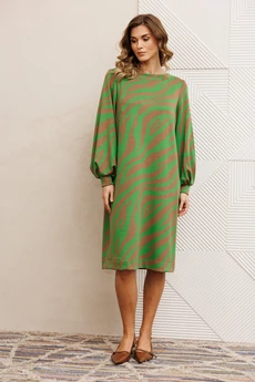 Платье 7385-1 бежево-зеленый GIZART