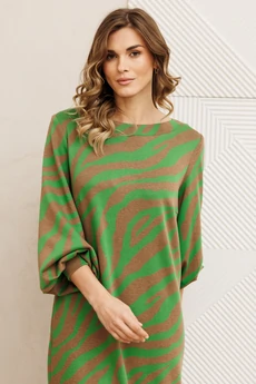 Платье 7385-1 бежево-зеленый GIZART