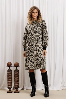 Платье 7385-1 бежево-черный тигр GIZART