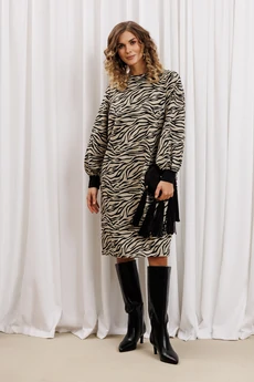 Платье 7385-1 бежево-черный тигр GIZART