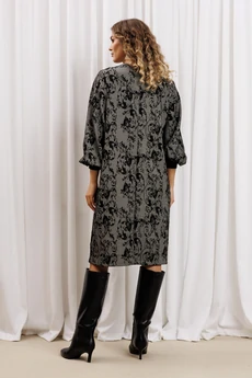 Платье 7385-1 серо-черный + цветы GIZART