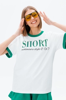 Футболка f1006-01-01(P23-02) белый + принт зеленый GO wear